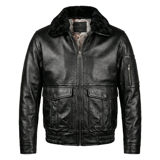 Large Size Black Cotton Motorcycle Leather Jacket