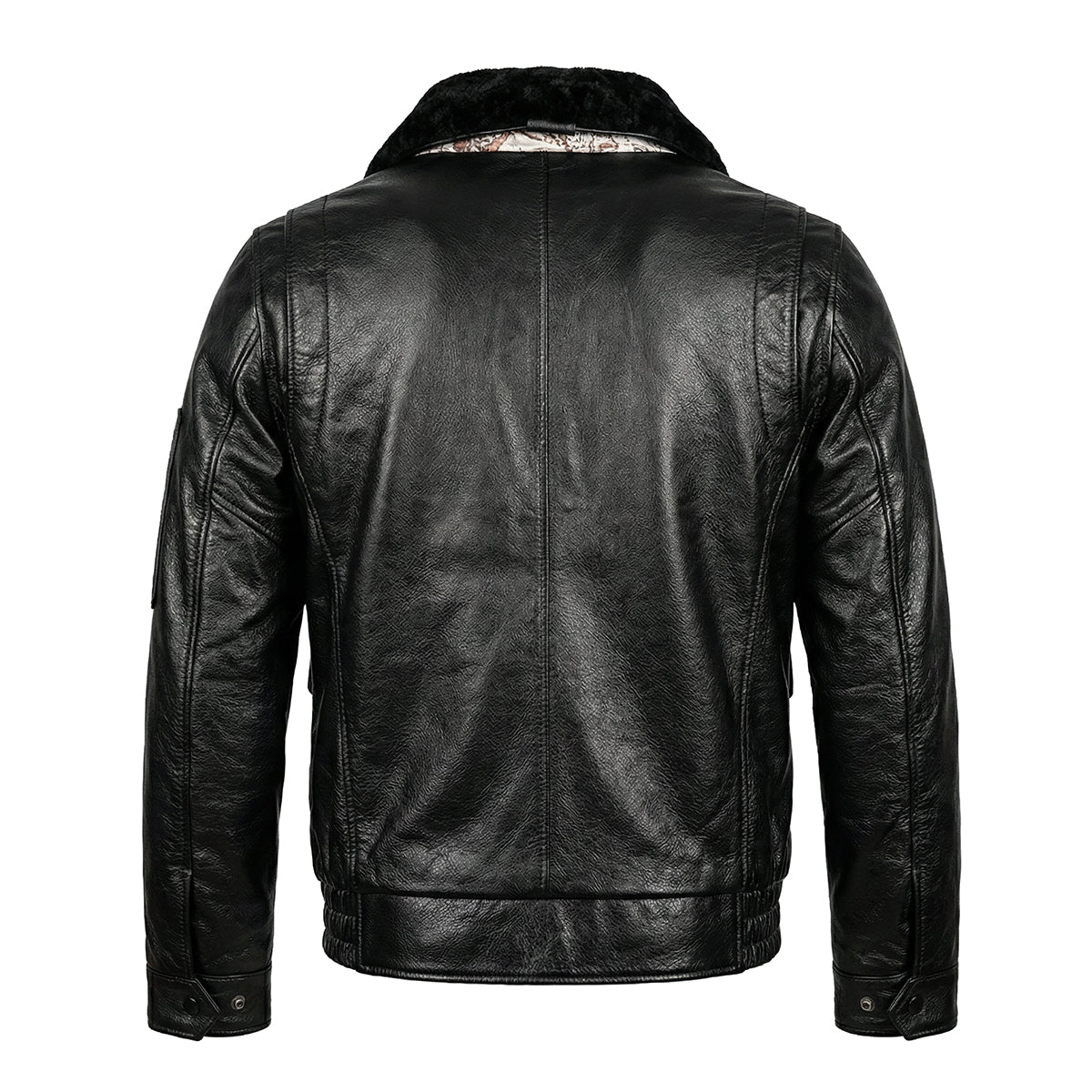 Large Size Black Cotton Motorcycle Leather Jacket