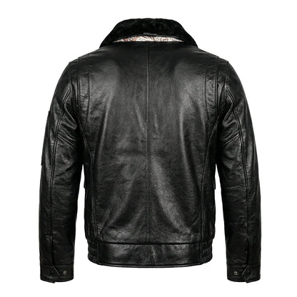 Large Size Black Cotton Motorcycle Leather Jacket
