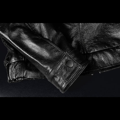 Hooded Black Motorcycle Genuine Leather Jacket