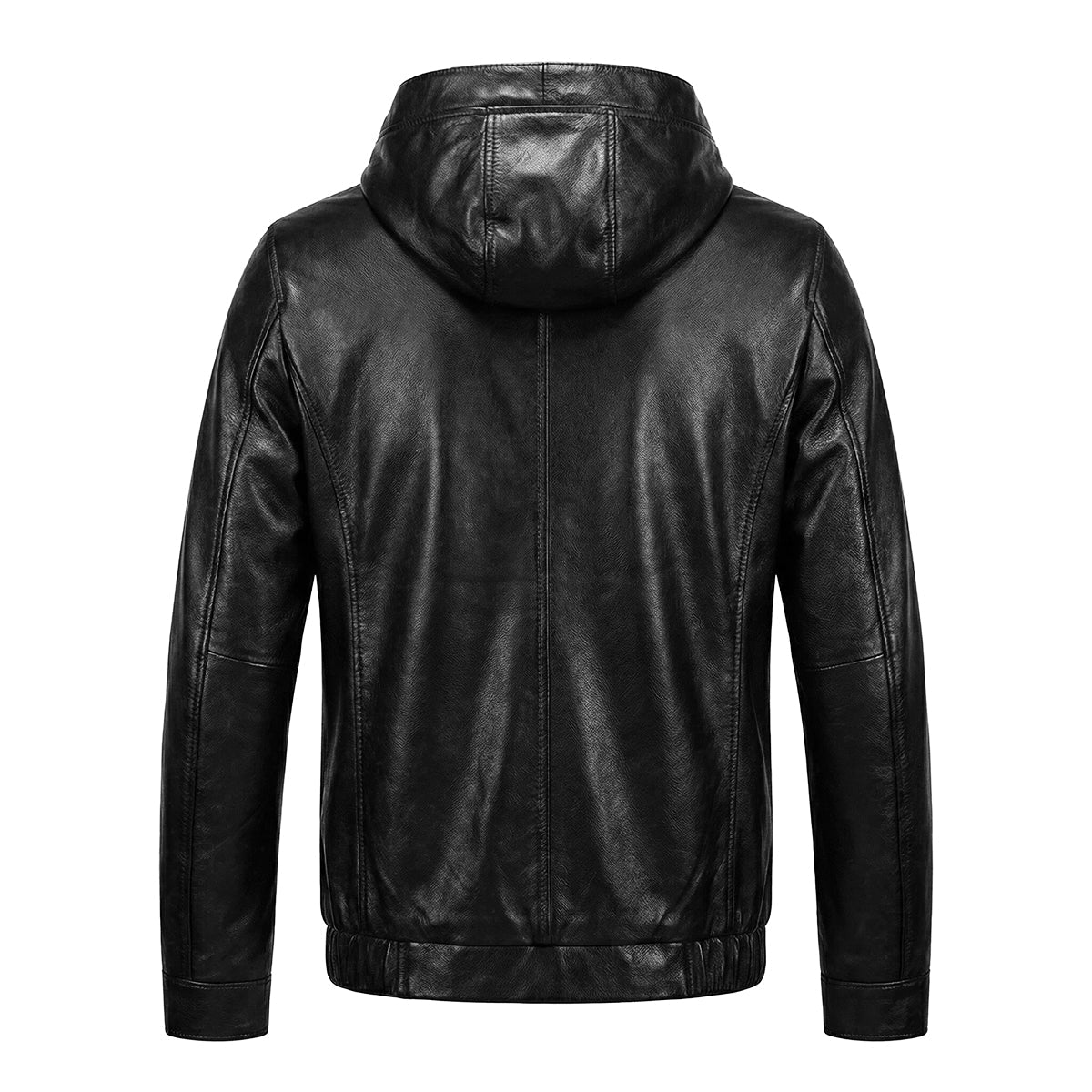 Hooded Black Motorcycle Genuine Leather Jacket