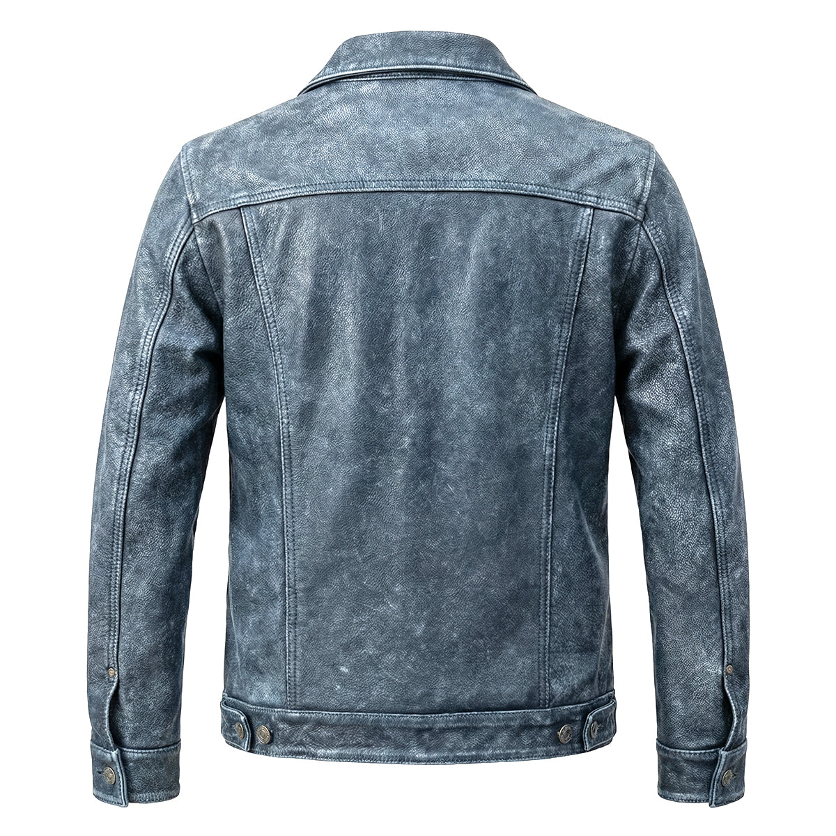 Amekaji Distressed Blue Genuine Leather Jacket