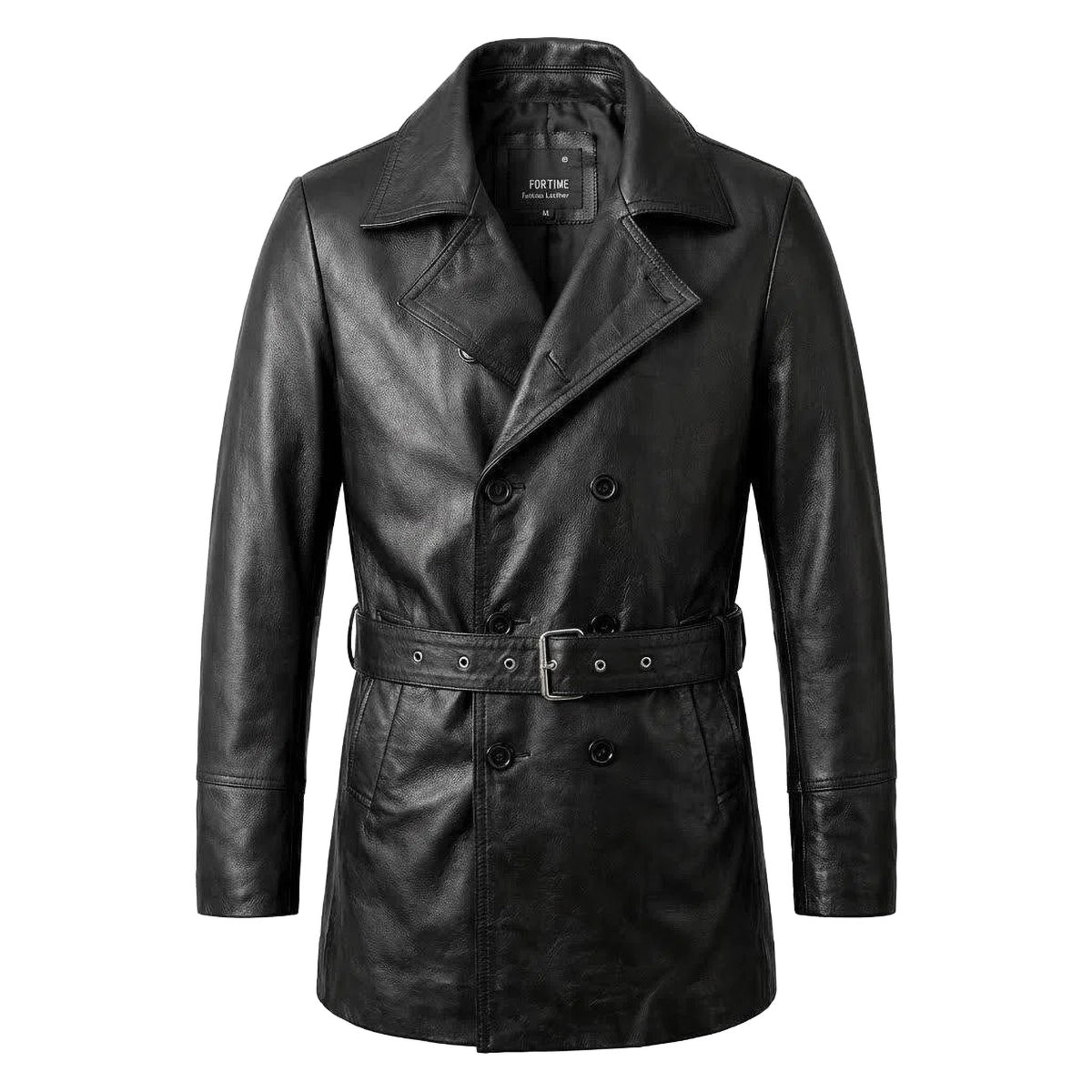 Mid-Length Windproof Suit-Style Genuine Leather Jacket
