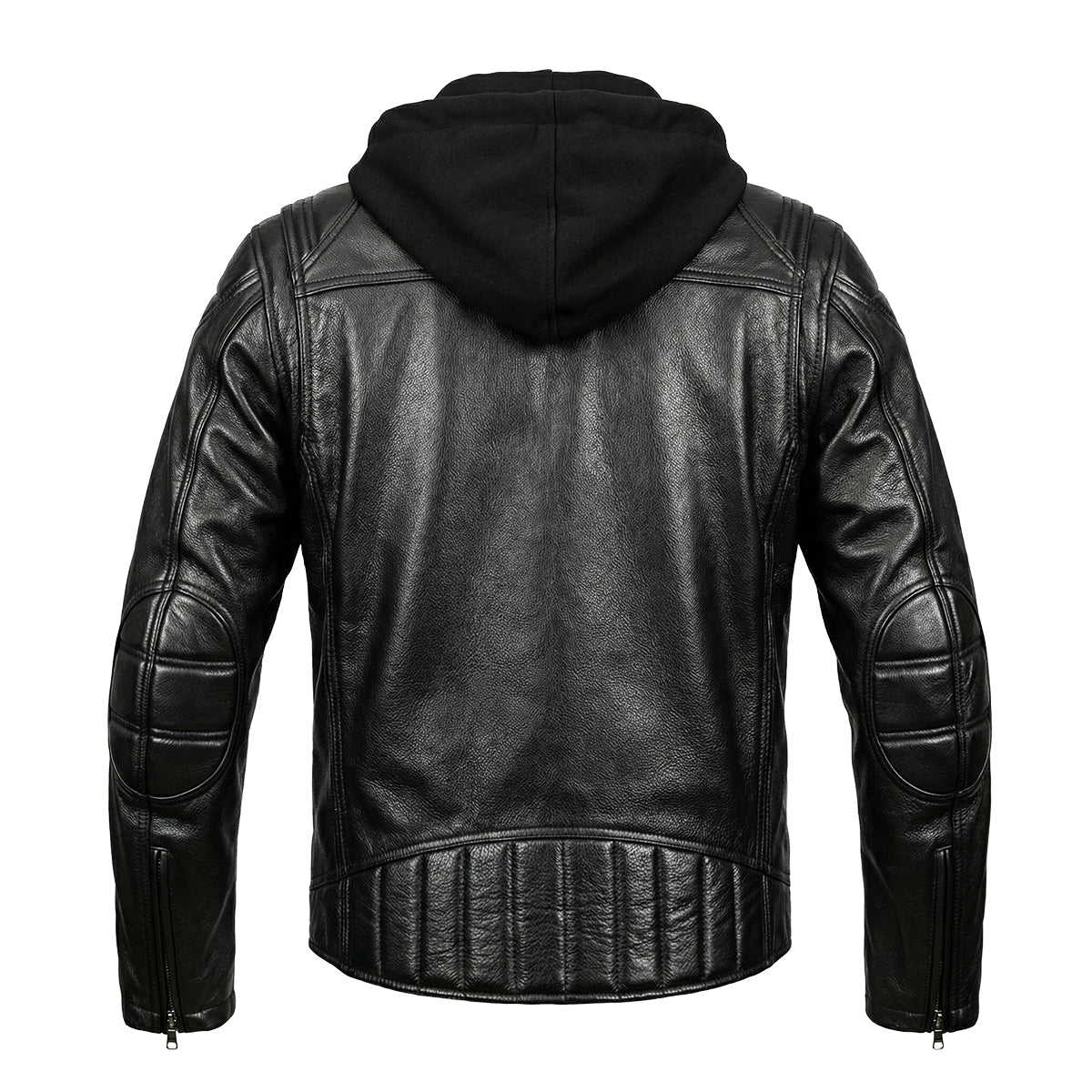 Detachable Hooded Slim Fit Motorcycle Leather Jacket