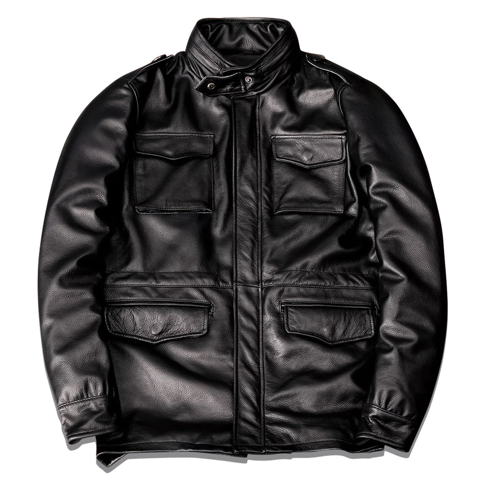 Motorcycle Mid-Length Adventure Leather Jacket