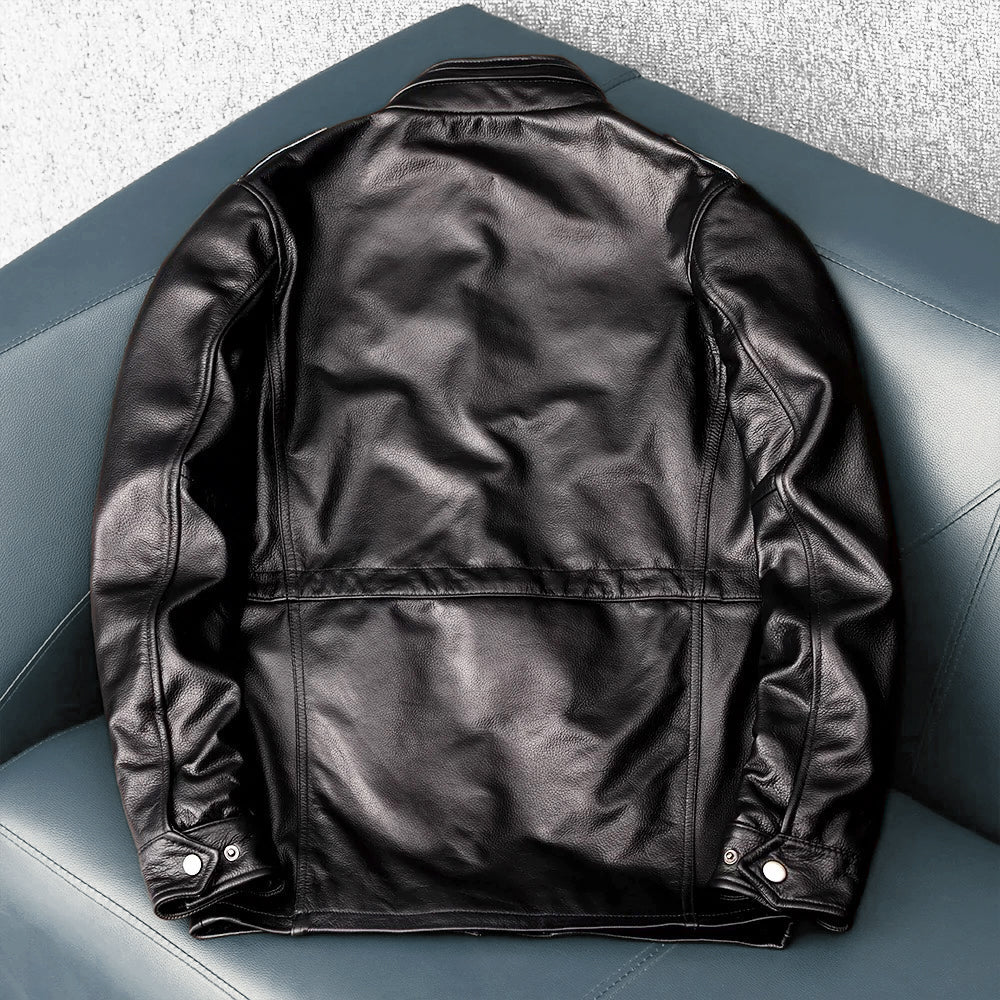 Motorcycle Mid-Length Adventure Leather Jacket