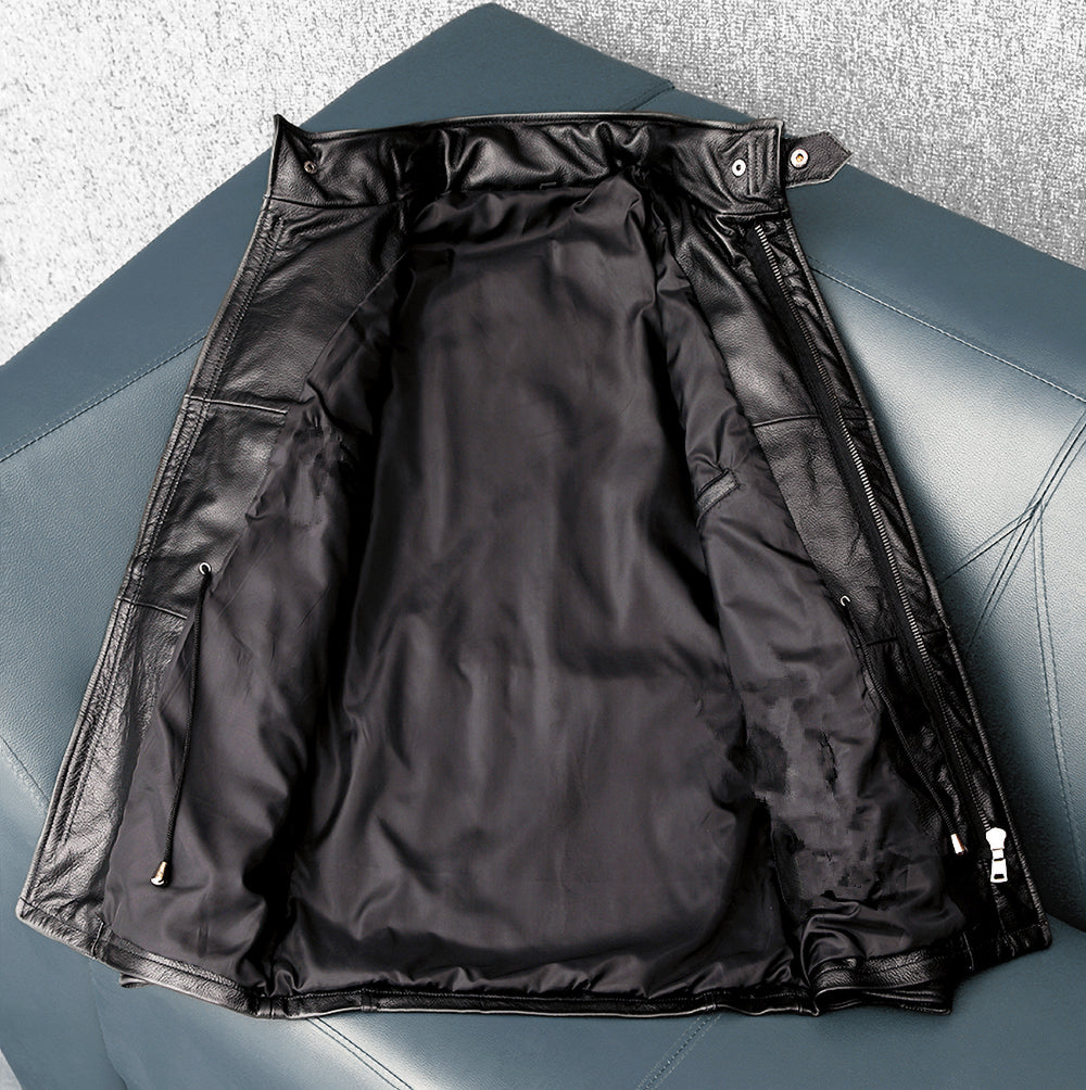 Motorcycle Mid-Length Adventure Leather Jacket