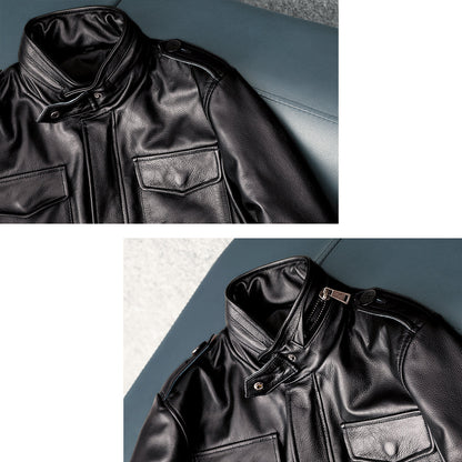 Motorcycle Mid-Length Adventure Leather Jacket