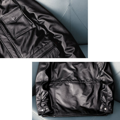 Motorcycle Mid-Length Adventure Leather Jacket