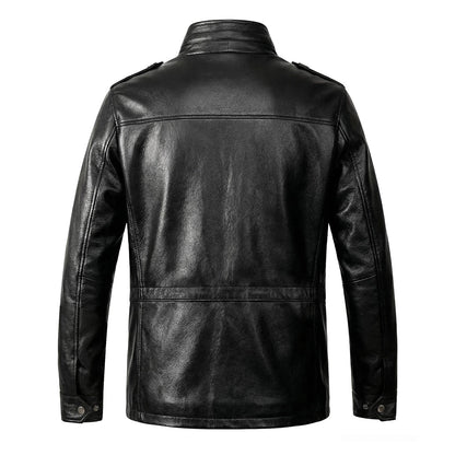 Motorcycle Mid-Length Adventure Leather Jacket
