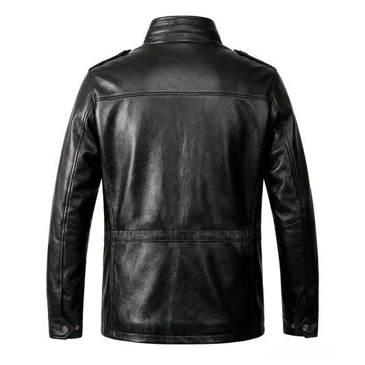 Motorcycle Mid-Length Adventure Leather Jacket