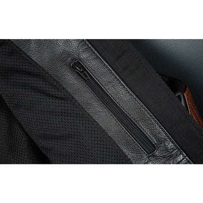 Plaid Stitching Motorcycle Genuine Leather Jacket