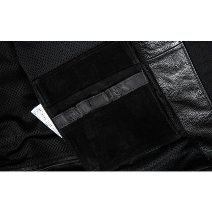 Plaid Stitching Motorcycle Genuine Leather Jacket