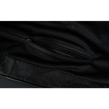 Plaid Stitching Motorcycle Genuine Leather Jacket