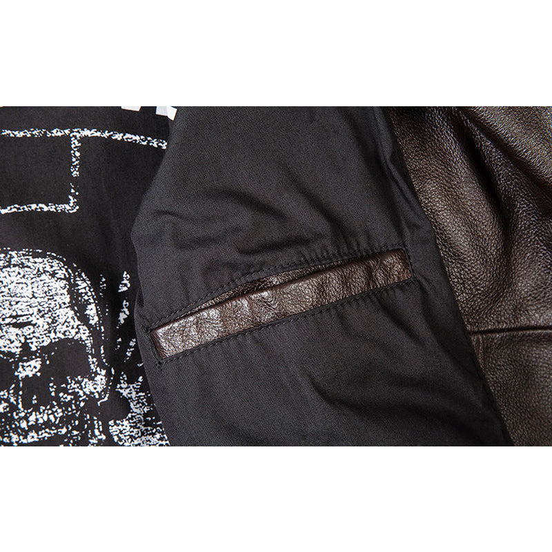 Large Lapel Motorcycle Cowhide Leather Jacket