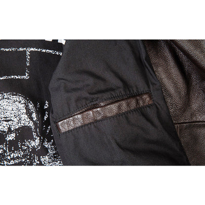 Large Lapel Motorcycle Cowhide Leather Jacket