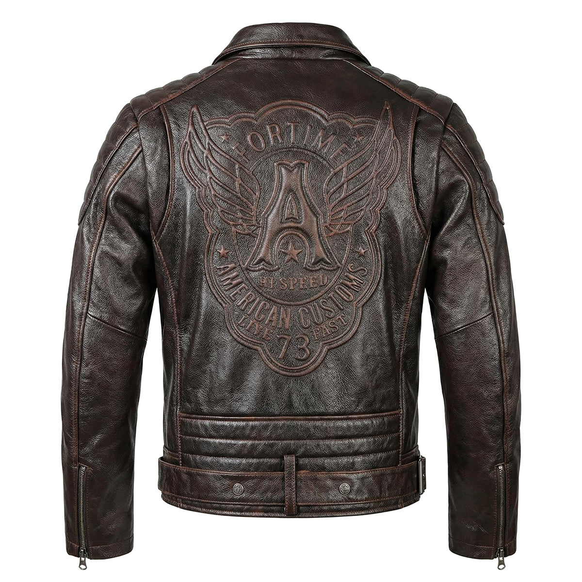 Large Lapel Motorcycle Cowhide Leather Jacket