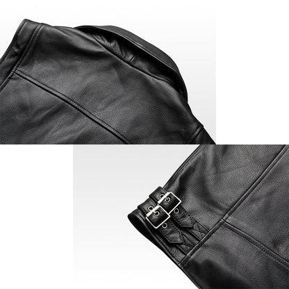 Mens Genuine Leather Zip Up Vest