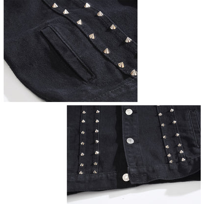 Retro Punk Rivet Black Denim Vest