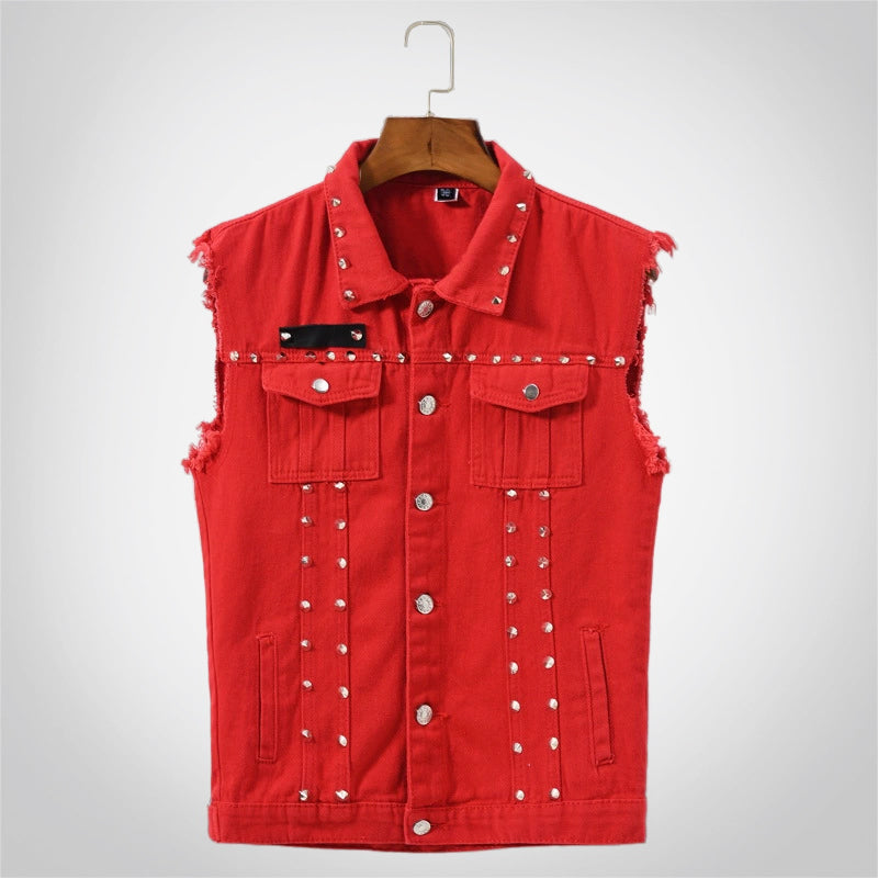 Retro Punk Rivet Black Denim Vest