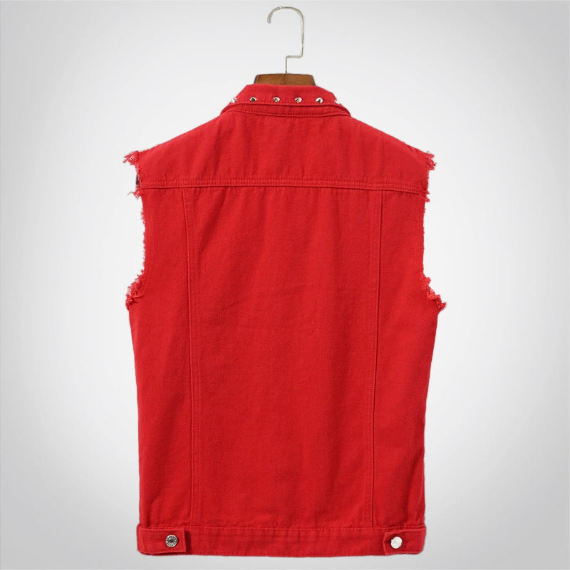 Retro Punk Rivet Black Denim Vest