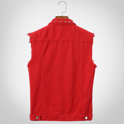 Retro Punk Rivet Black Denim Vest