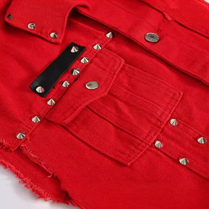 Retro Punk Rivet Black Denim Vest