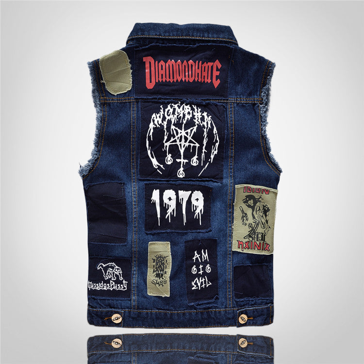 Men's Punk Blue Denim Vest