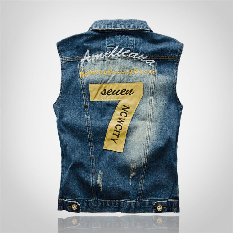 Motorcycle Lucky 7 Denim Vest