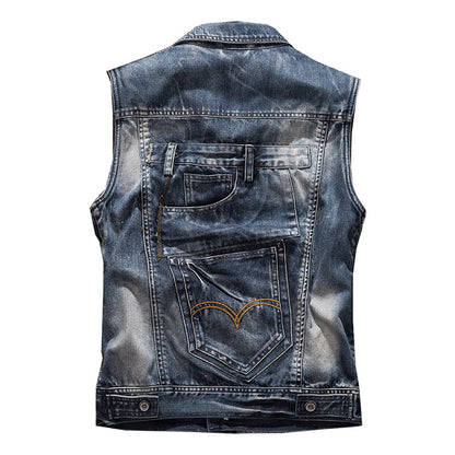 Motorcycle Distressed Denim Vest