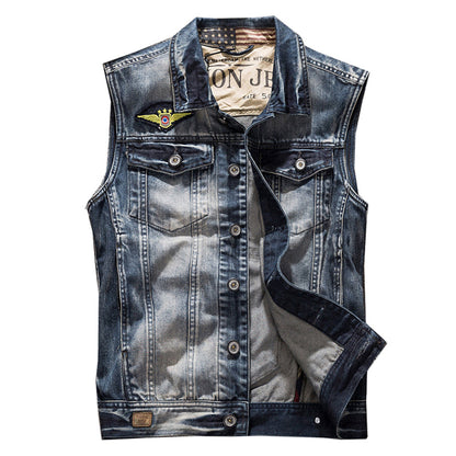 Motorcycle Distressed Denim Vest