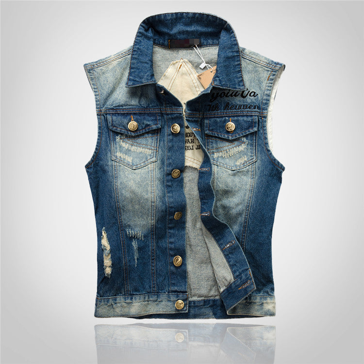 Retro Ripped Star Denim Vest