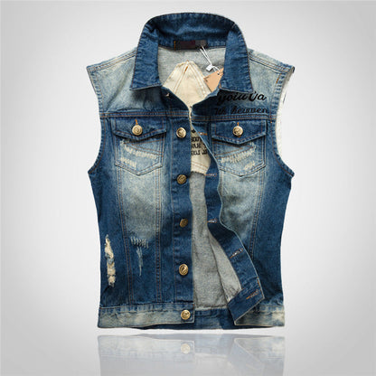 Retro Ripped Star Denim Vest
