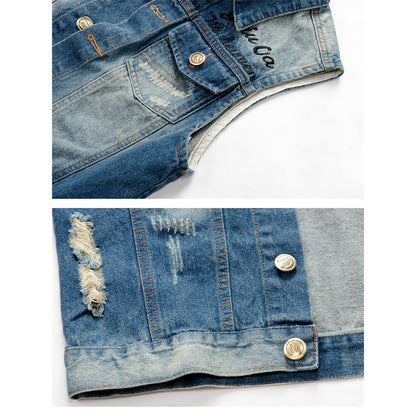 Retro Ripped Star Denim Vest