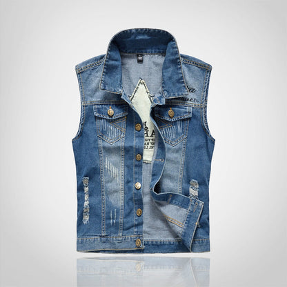 Retro Ripped Star Denim Vest