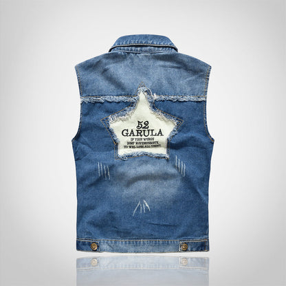 Retro Ripped Star Denim Vest
