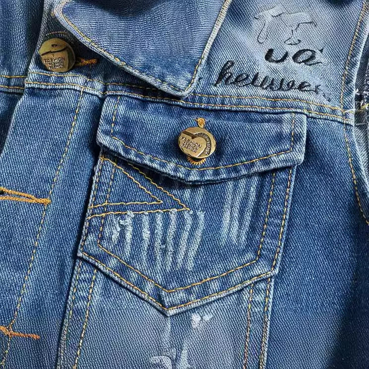 Retro Ripped Star Denim Vest