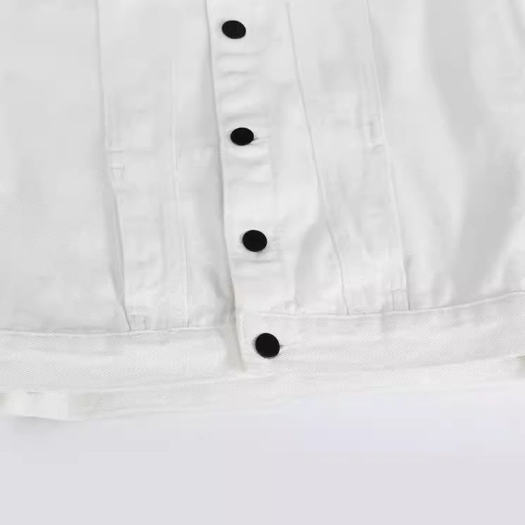 Trendy White Distressed Denim Vest