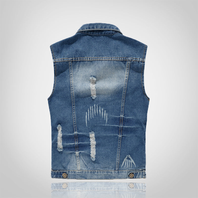 Stylish Motorcycle Ripped Denim Vest