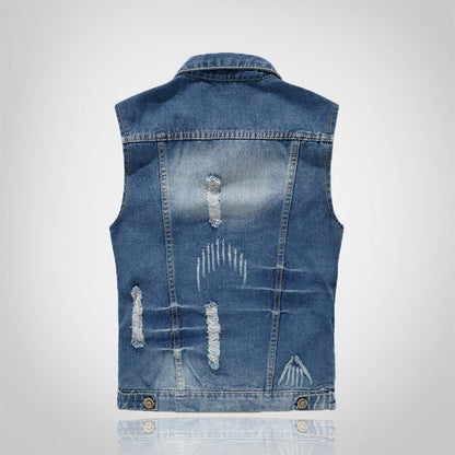 Stylish Motorcycle Ripped Denim Vest