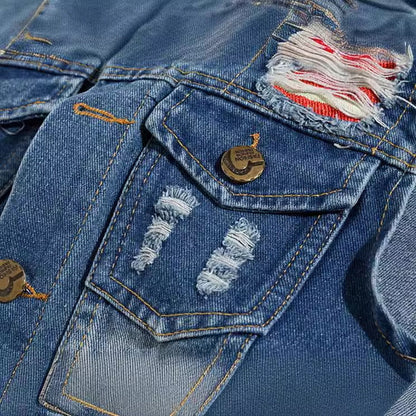 Stylish Motorcycle Ripped Denim Vest