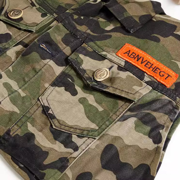 Camouflage Green Motorcycle Denim Vest