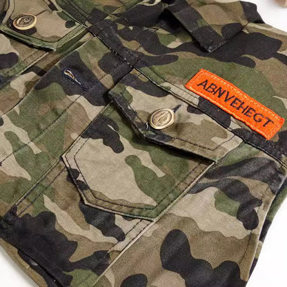 Camouflage Green Motorcycle Denim Vest