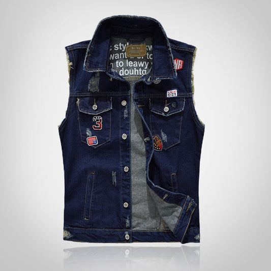 Biker Patch Badge Denim Vest