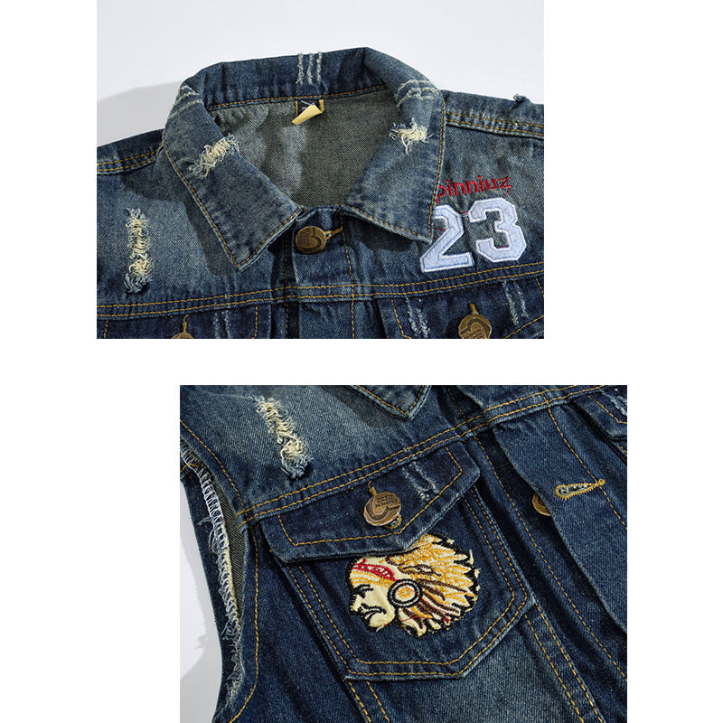 Dark Blue 23 Men Denim Vest