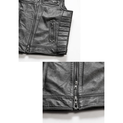 Motorcycle Rivets Genuine Leather Vest
