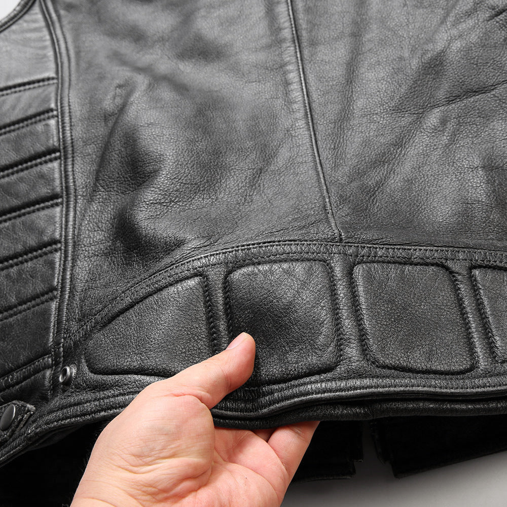 Motorcycle Rivets Genuine Leather Vest