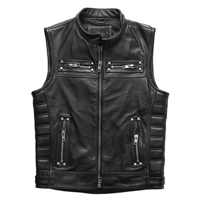 Motorcycle Rivets Genuine Leather Vest