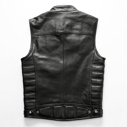 Motorcycle Rivets Genuine Leather Vest