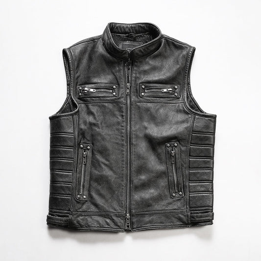 Motorcycle Rivets Genuine Leather Vest